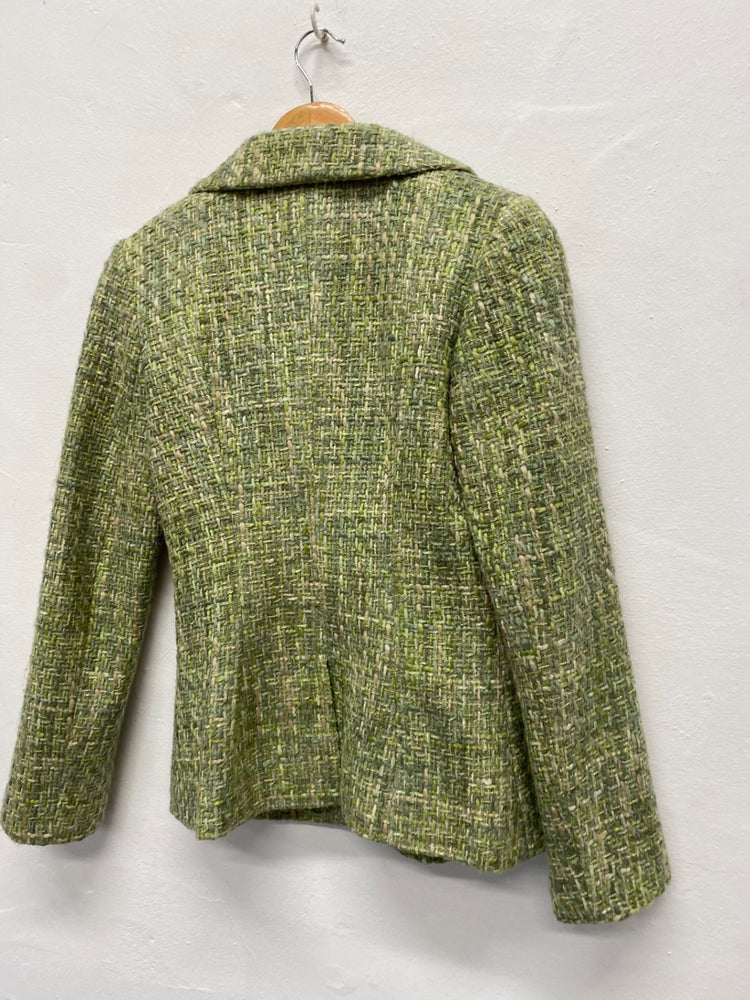 Fabulous SAVIDA boucle tweed Blazer Uk8 Green Mix with peach now country chic FK116