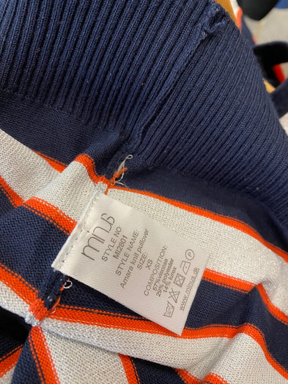 Fabulous Minus Metallic striped Sweater UK XS Navy silver classic FK116