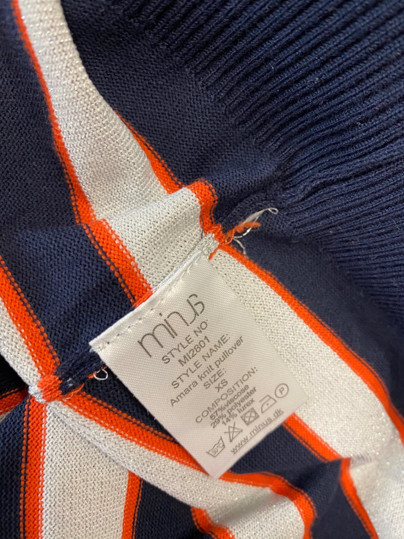 Fabulous Minus Metallic striped Sweater UK XS Navy silver classic FK116