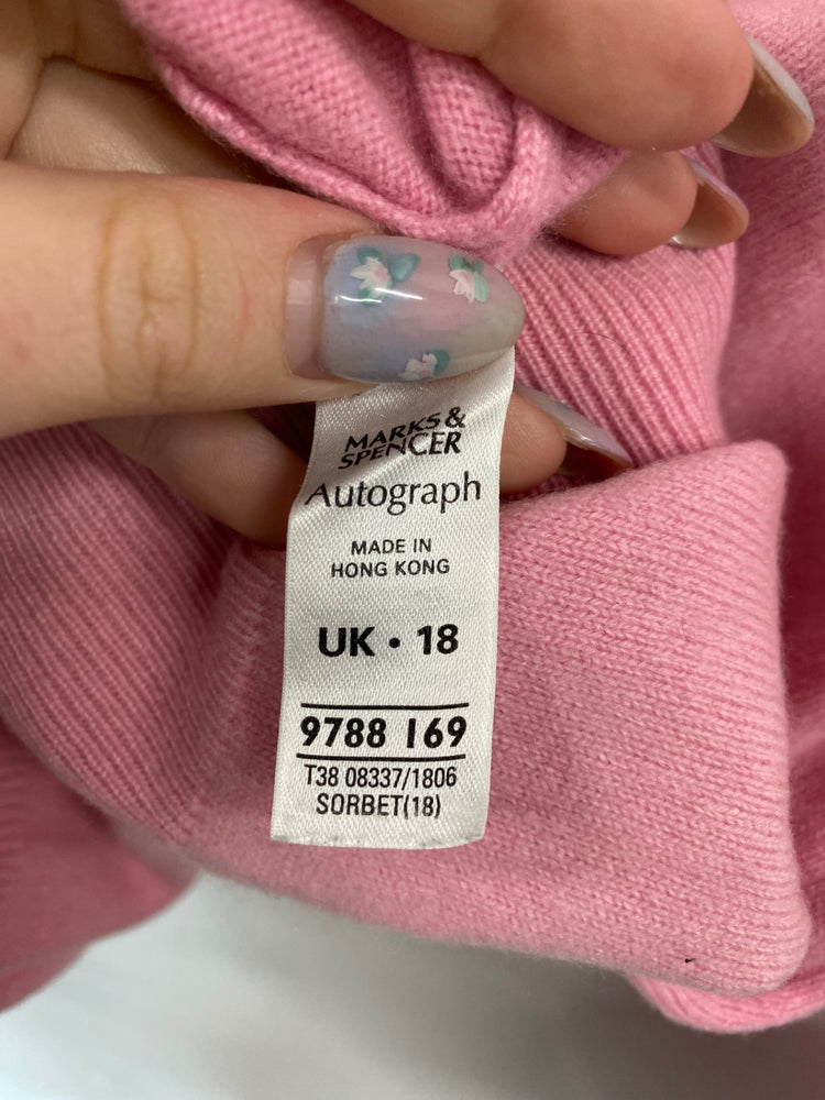 Amazing Autograph Sorbet Pink Cashmere Jumper UK18 FK116