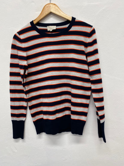 Fabulous Minus Metallic striped Sweater UK XS Navy silver classic FK116