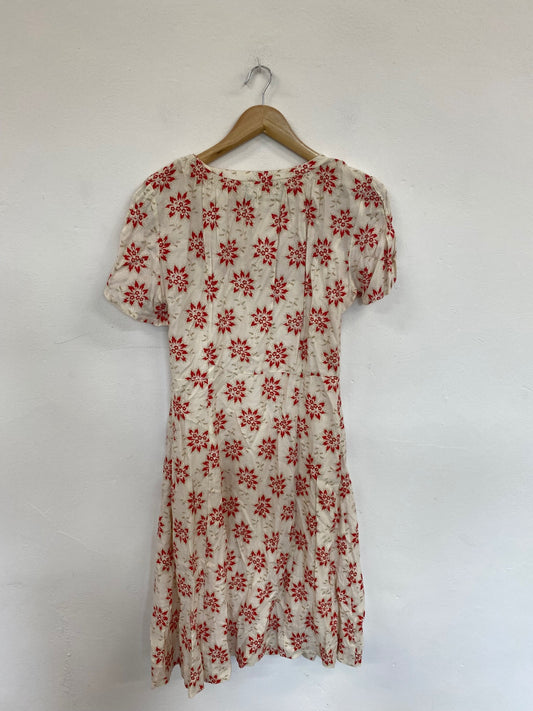Boho Chic Noa Noa Midi Dress UK M Cream & Red Floral AG005