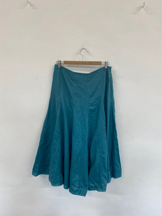 Amazing Boden Linen Raw Hem Maxi Skirt UK10 Teal FK116