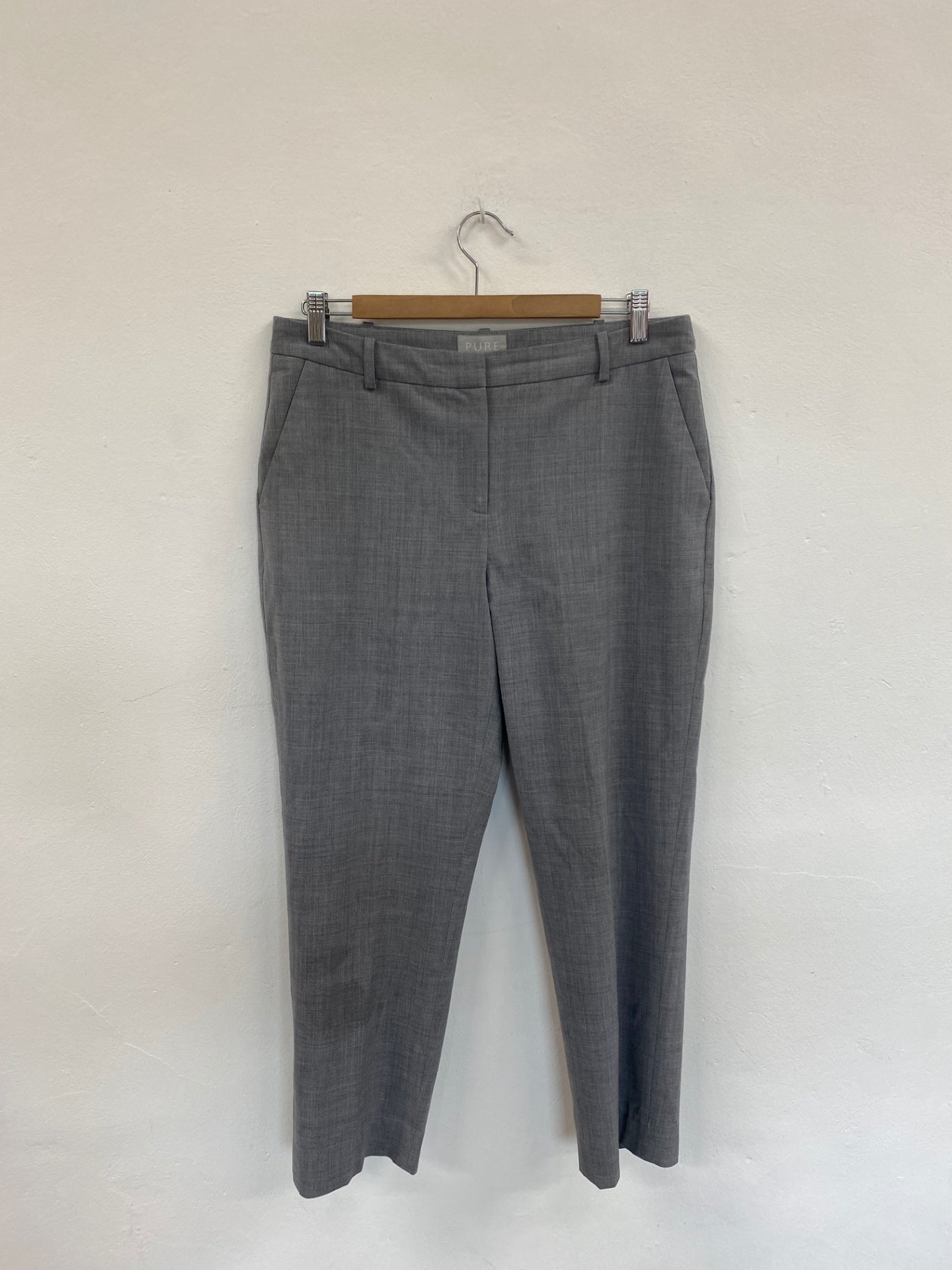Amazing Pure Collection Grey Wool Blend Trousers UK12 FK116 