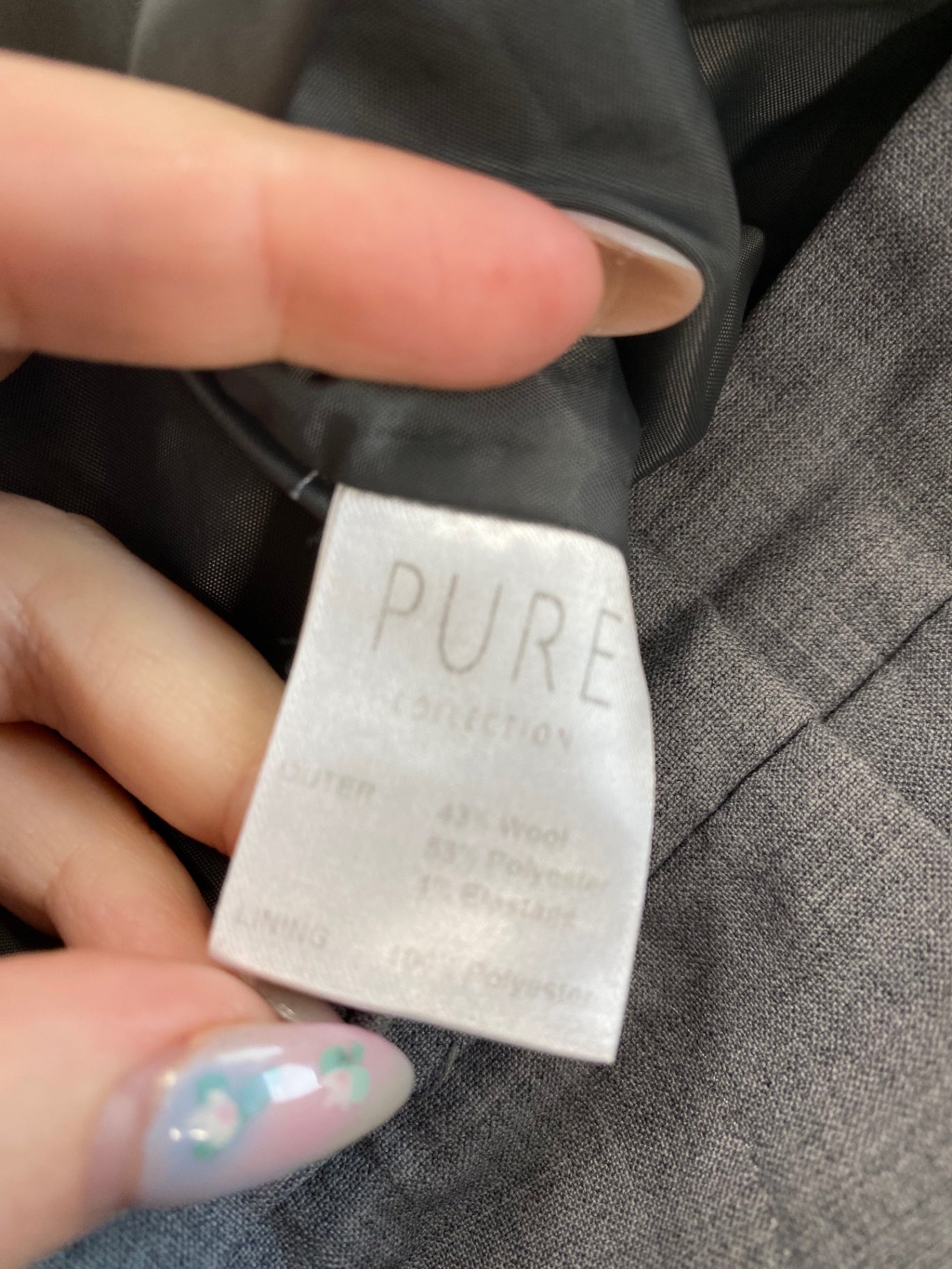 Amazing Pure Collection Grey Wool Blend Trousers UK12 FK116 