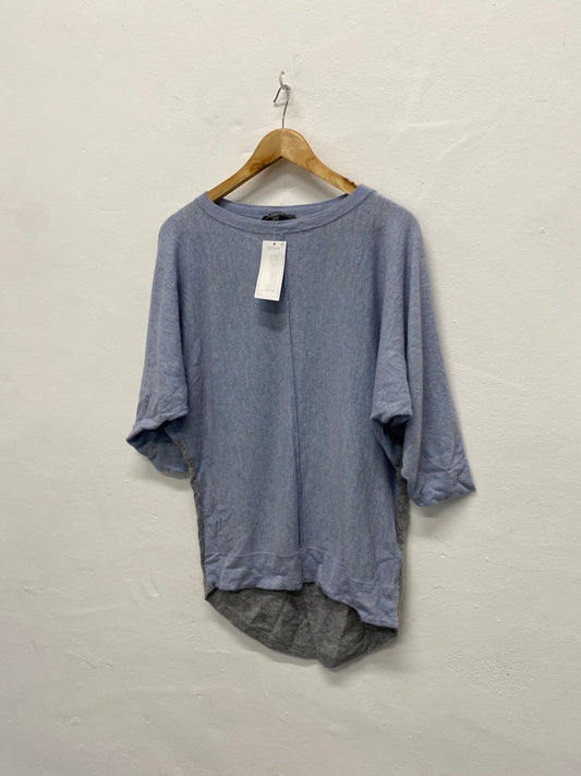 Amazing Phase Eight Sweater UK12 Light Gray & blue Cashmere blend AF003