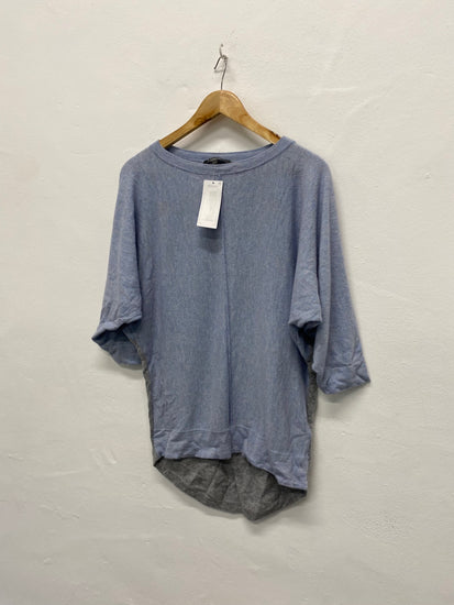 Amazing Phase Eight Sweater UK12 Light Gray & blue Cashmere blend AF003