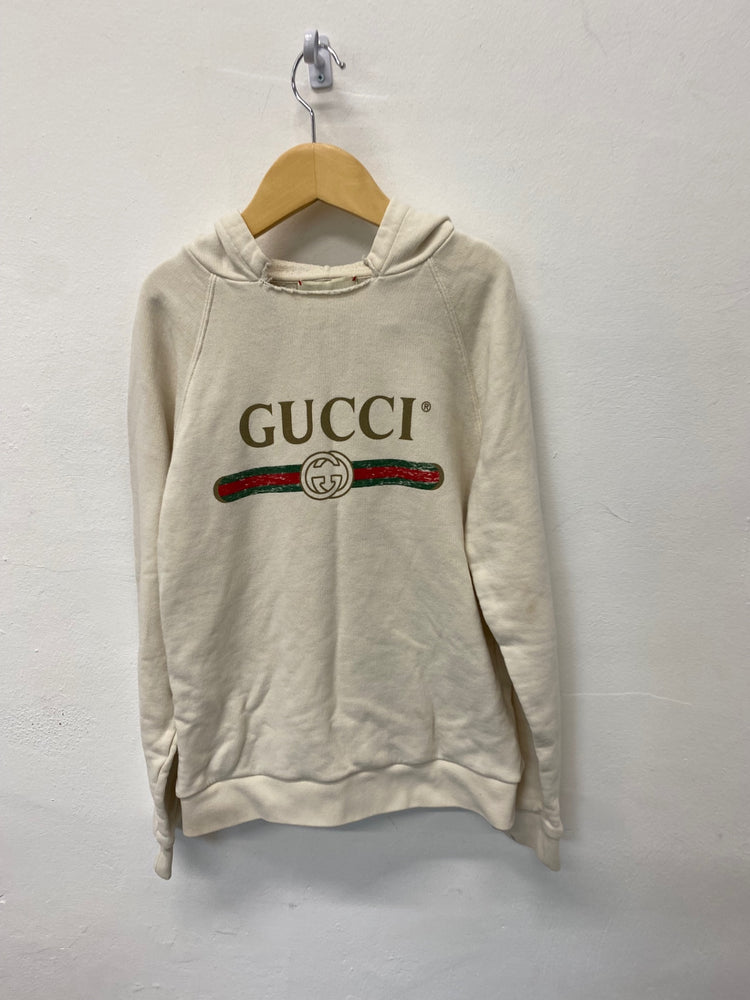 Amazing Gucci Hoodie Age 10 Beige distressed neckline BB001