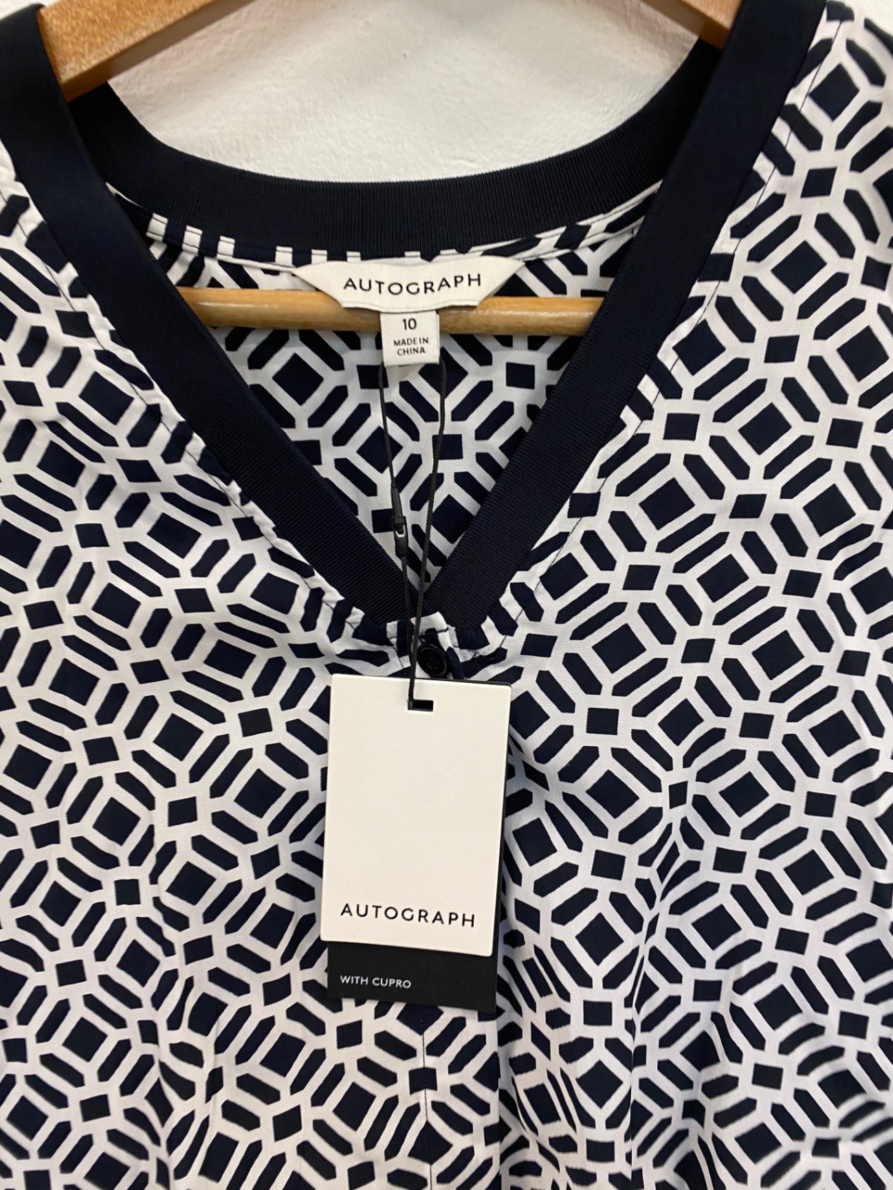 Amazing Autograph abstract Blouse New UK10  Black Monochrome HT149