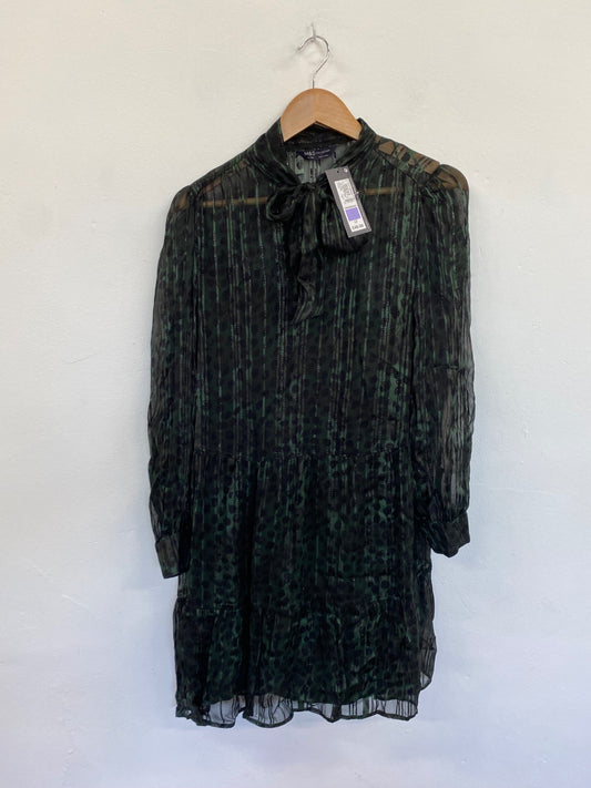 Amazing M&S Collection Dress UK8 Forest Green Metallic overlay HT149
