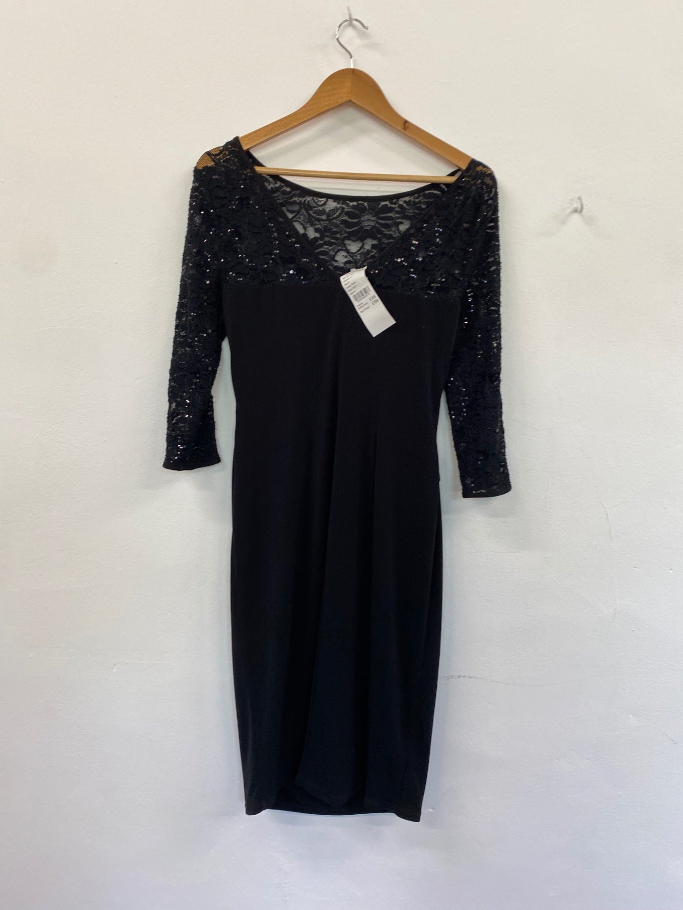 Amazing Planet sequin topped Midi Dress Uk8 Black HT149