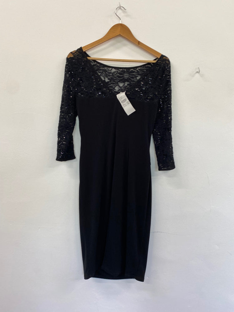 Amazing Planet sequin topped Midi Dress Uk8 Black HT149