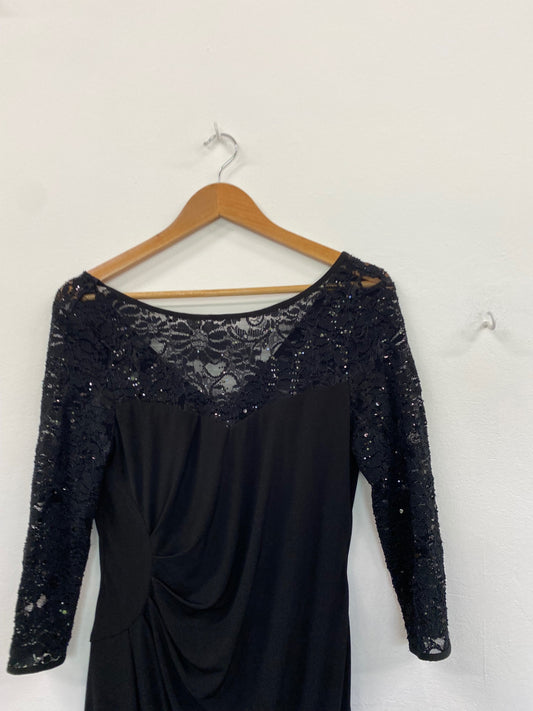 Amazing Planet sequin topped Midi Dress Uk8 Black HT149