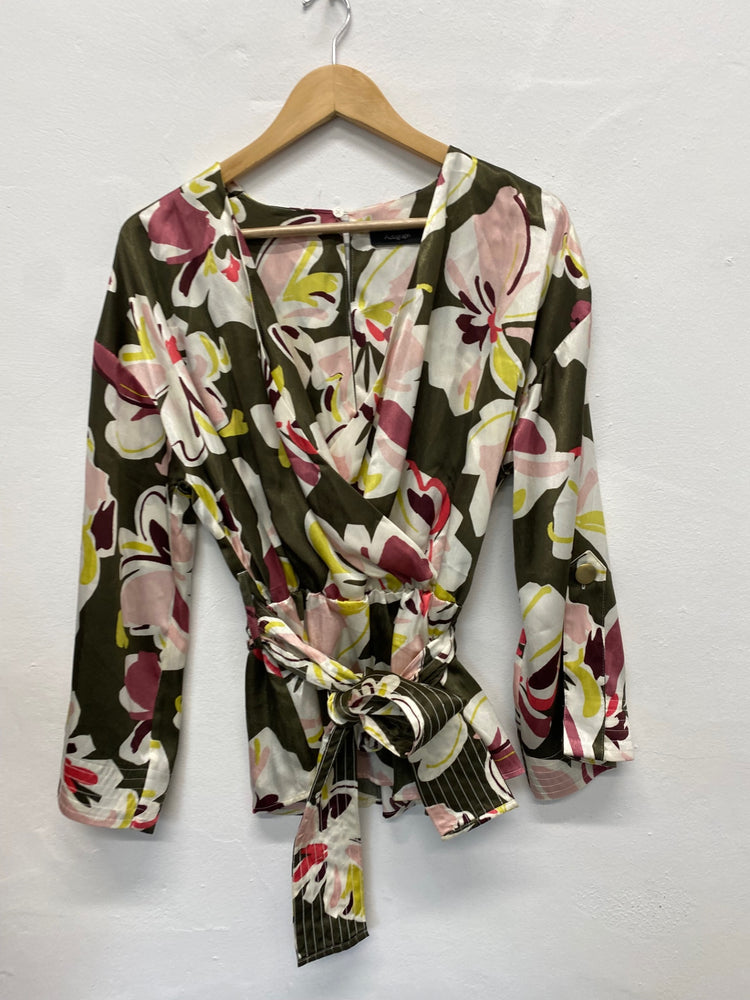 Amazing Autograph kimono belted Blouse UK10 Multicolour Oriental vibe HL149