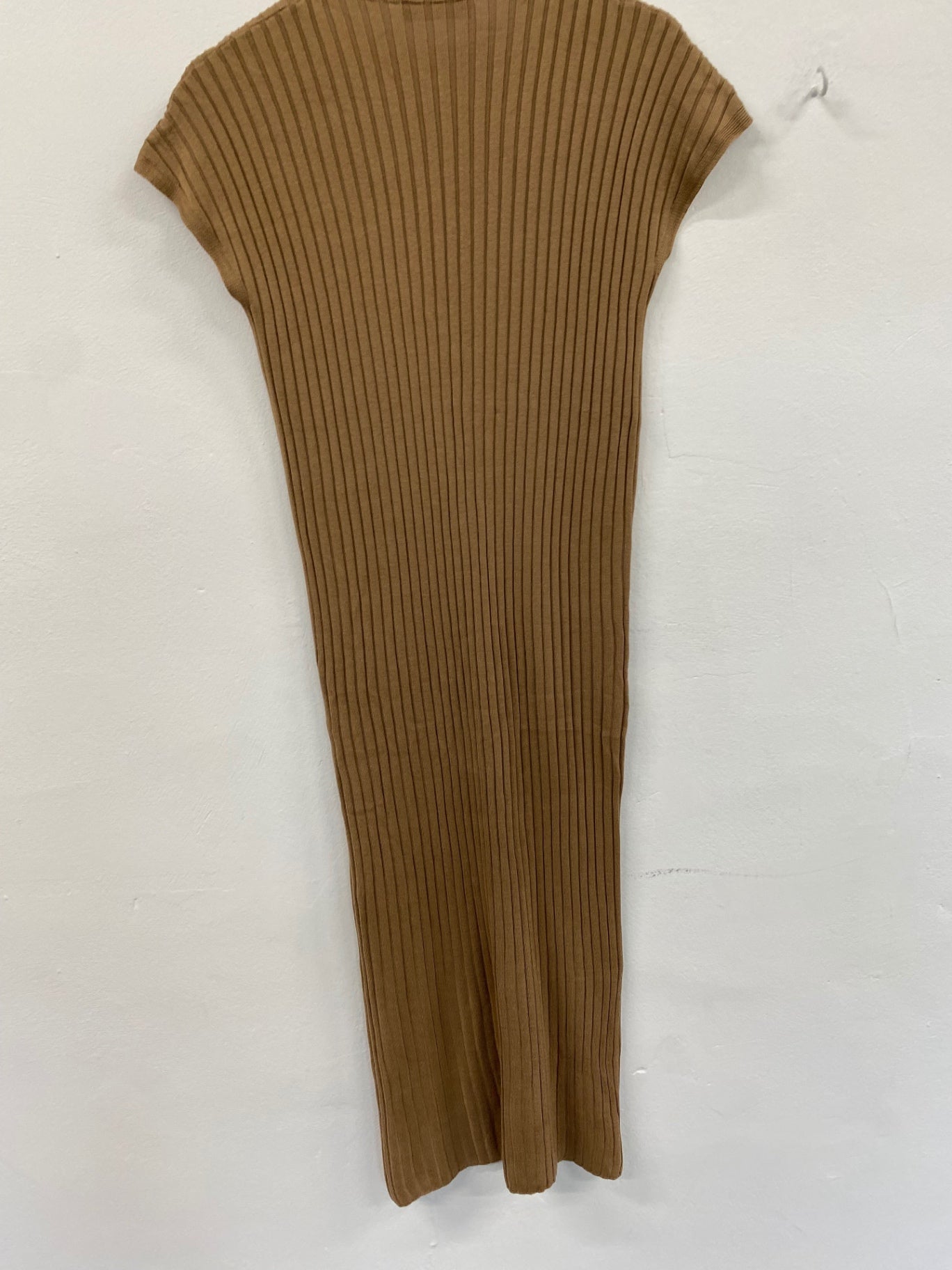 Amazing M&S Collection knit Midaxi Dress UK XS Caramel Ribbed HT149