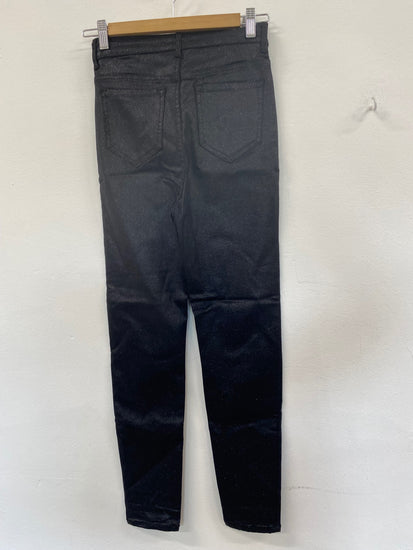 Amazing Marks & Spencers Skinny metallic sparkle  trousers UK8 Black Coated The Ivy HT149