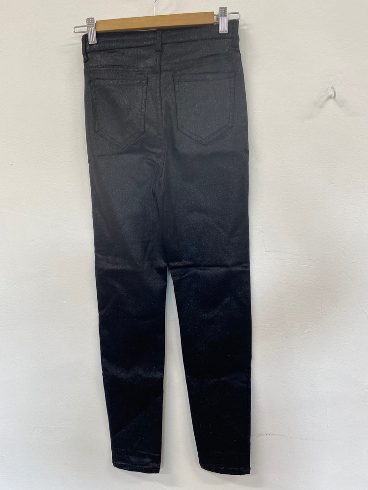 Amazing Marks & Spencers Skinny metallic sparkle  trousers UK8 Black Coated The Ivy HT149