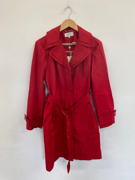 Amazing CC Country Casuals Trench Coat UK10 Red Mid Mac New HL149
