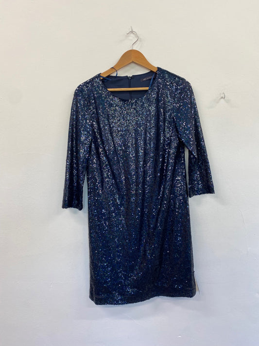 Amazing Marks & Spencers sequin Dress UK10 Navy Blue HT129