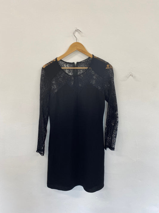 Amazing Ossie Clark London Dress UK8 Black Lace formal events party HT149