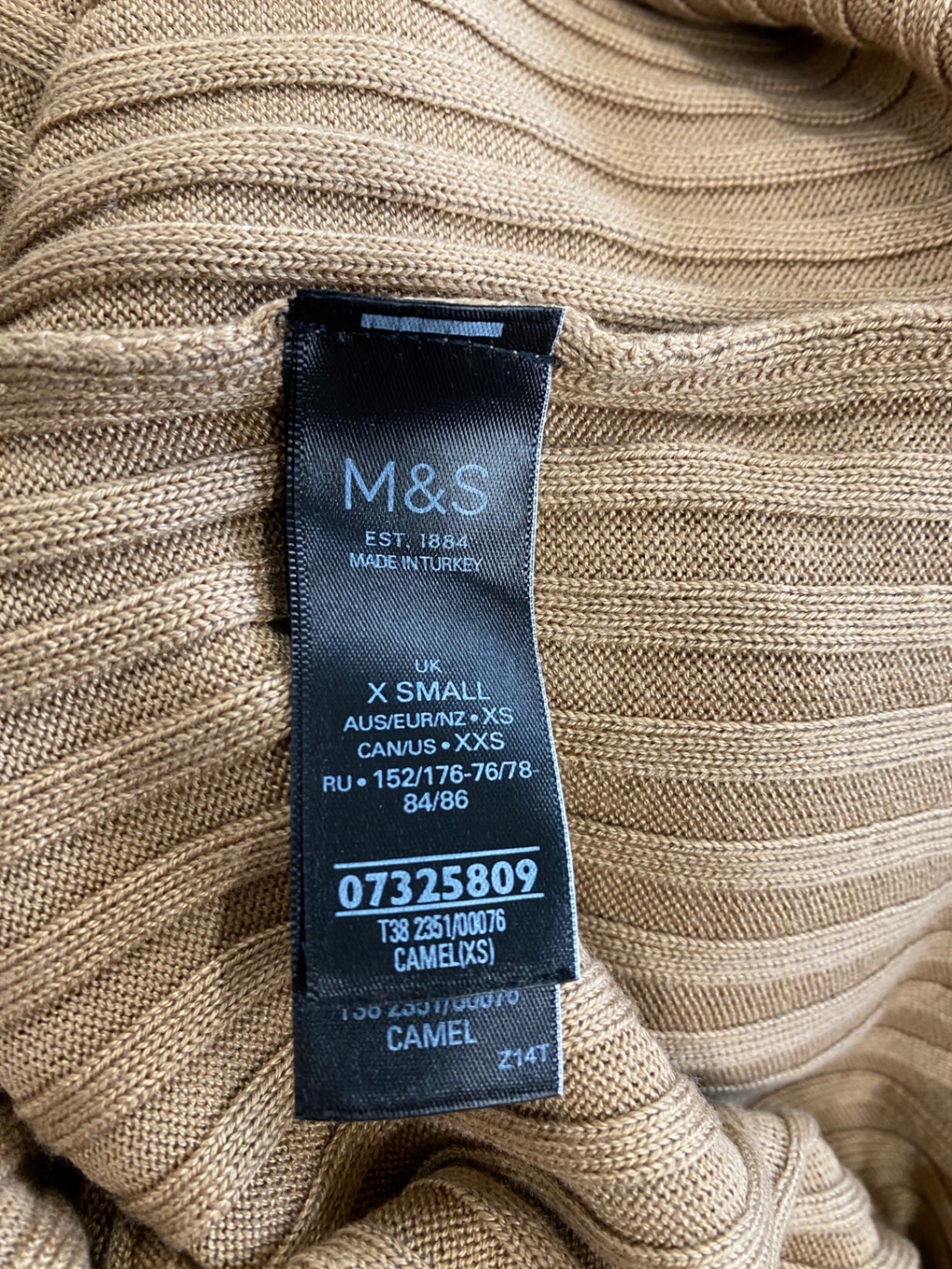 Amazing M&S Collection knit Midaxi Dress UK XS Caramel Ribbed HT149