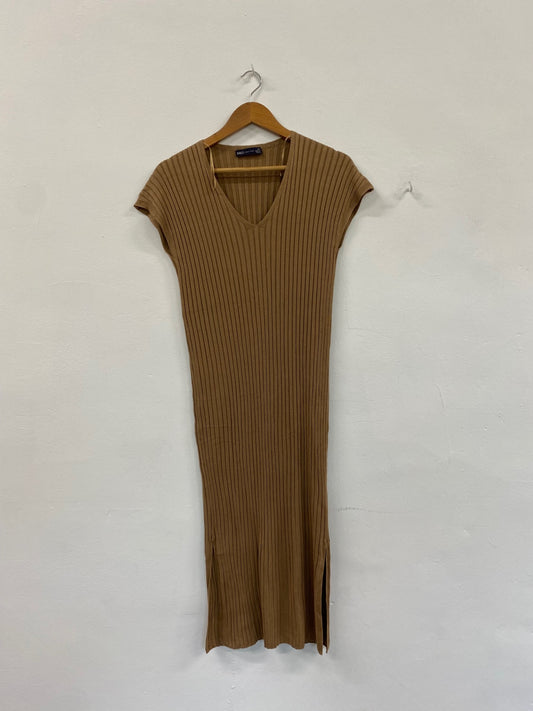 Amazing M&S Collection knit Midaxi Dress UK XS Caramel Ribbed HT149