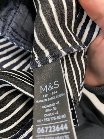 Amazing M&S Collection Jacket UK8 Navy white striped HL149