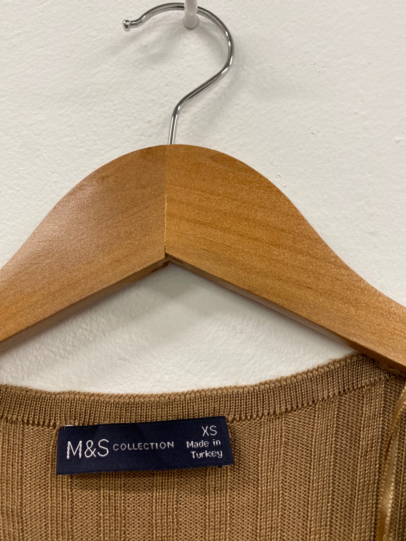 Amazing M&S Collection knit Midaxi Dress UK XS Caramel Ribbed HT149