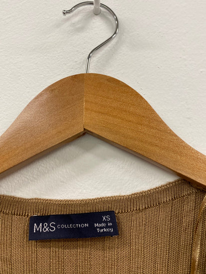 Amazing M&S Collection knit Midaxi Dress UK XS Caramel Ribbed HT149