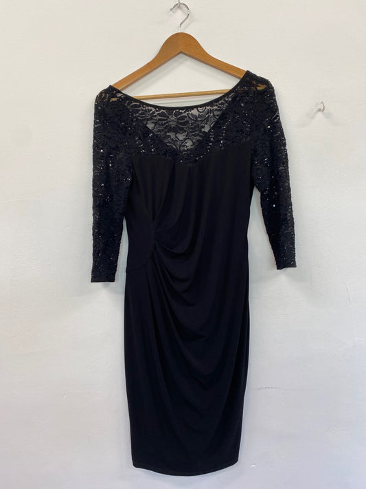 Amazing Planet sequin topped Midi Dress Uk8 Black HT149