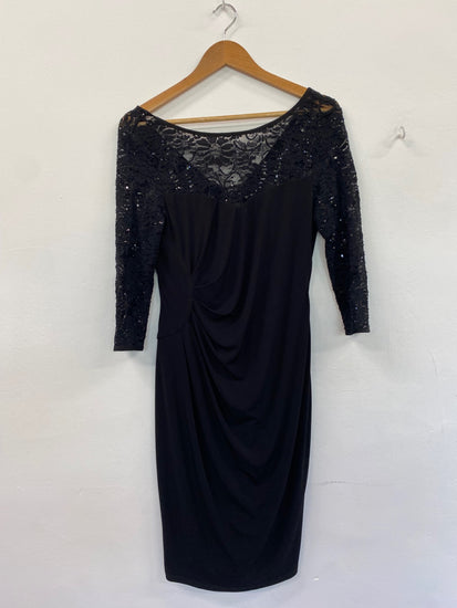 Amazing Planet sequin topped Midi Dress Uk8 Black HT149