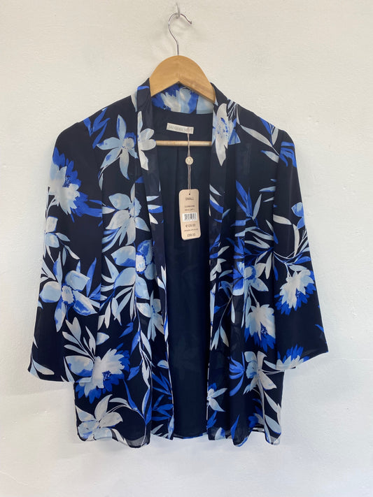 Amazing occasion event Jacques Vert Open front blazer Jacket UK S Navy floral HL149