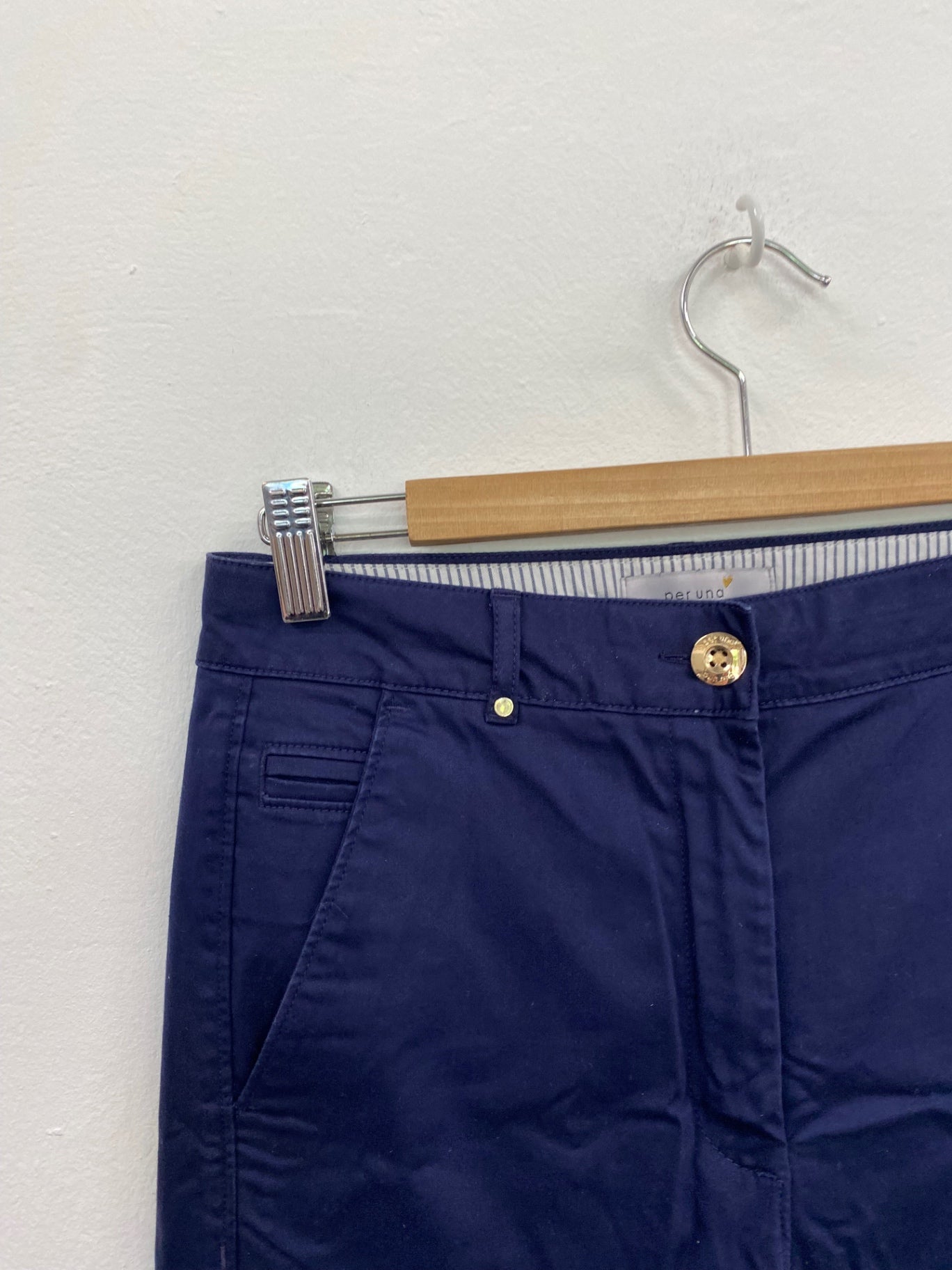 Amazing Marks & Spencers Cropped trousers Uk8 Navy Blue per Una Classic HT149