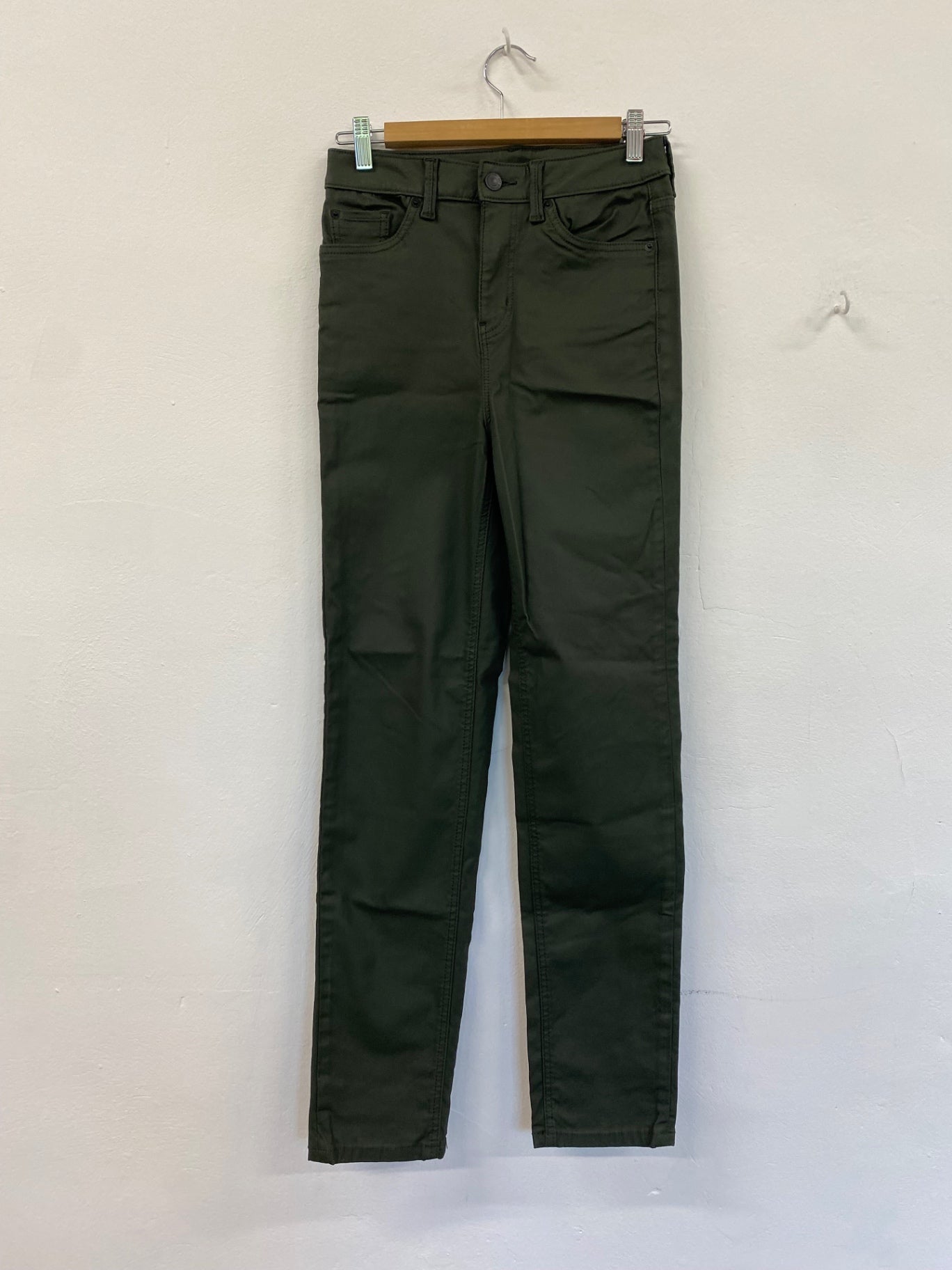 Amazing Marks & Spencers straight Jeans Uk8 Green Coated HT149