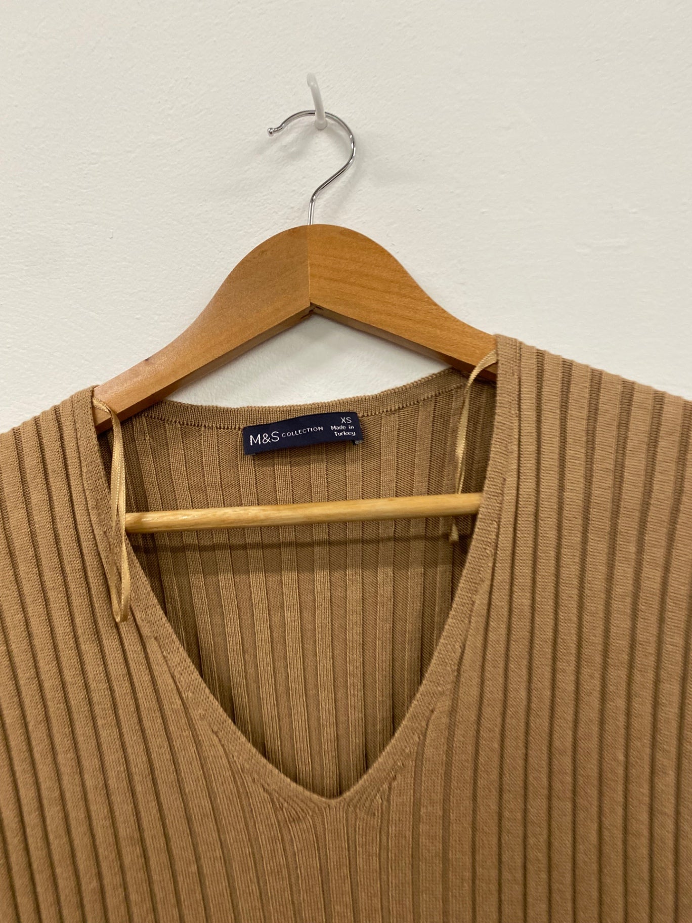 Amazing M&S Collection knit Midaxi Dress UK XS Caramel Ribbed HT149