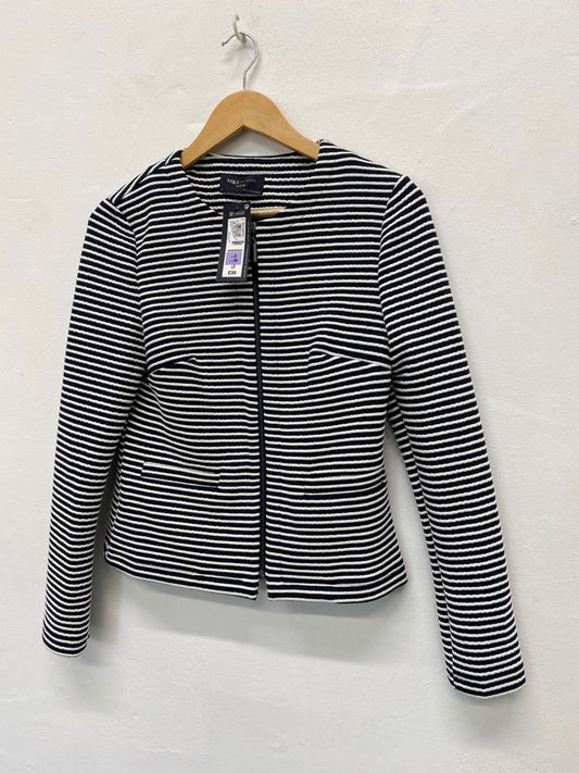Amazing M&S Collection Jacket UK8 Navy white striped HL149