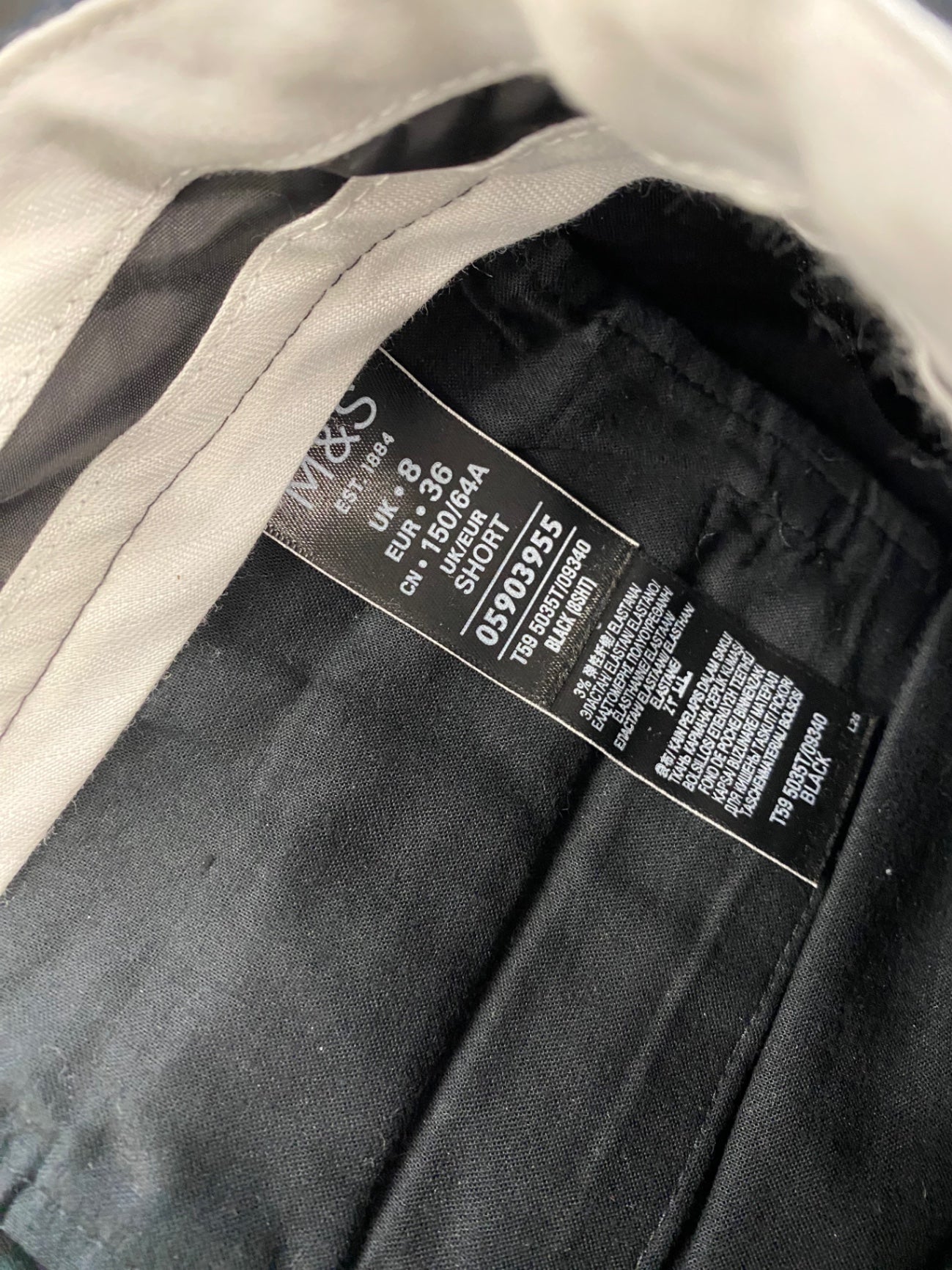 Amazing Autograph tuxedo Crop Trousers Uk8 Short Black TB149