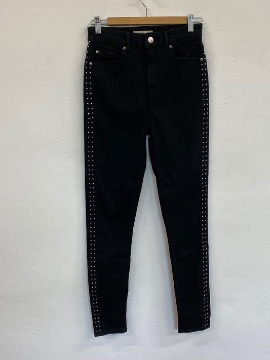 Amazing Marks & Spencers Skinny jeans UK6  Long Black Embellished HT149