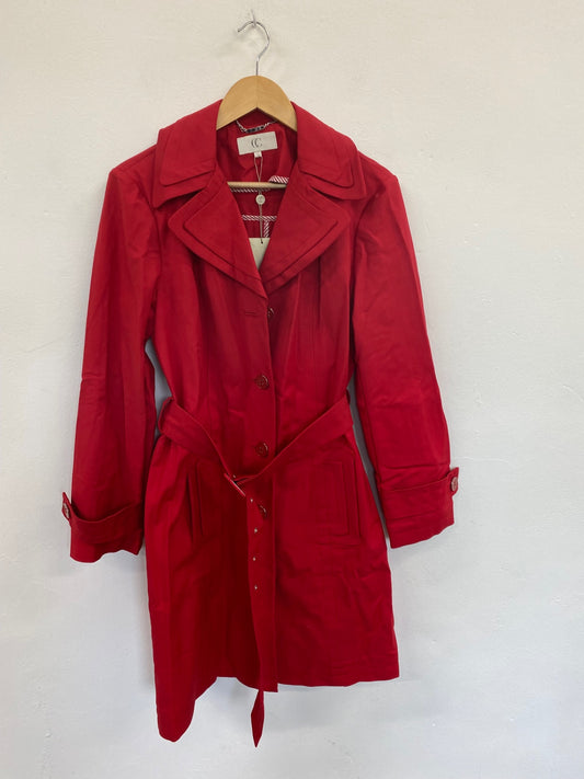 Amazing CC Country Casuals Trench Coat UK10 Red Mid Mac New HL149