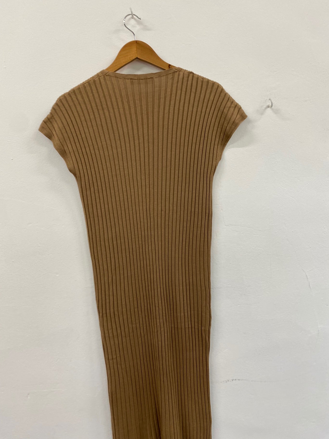Amazing M&S Collection knit Midaxi Dress UK XS Caramel Ribbed HT149