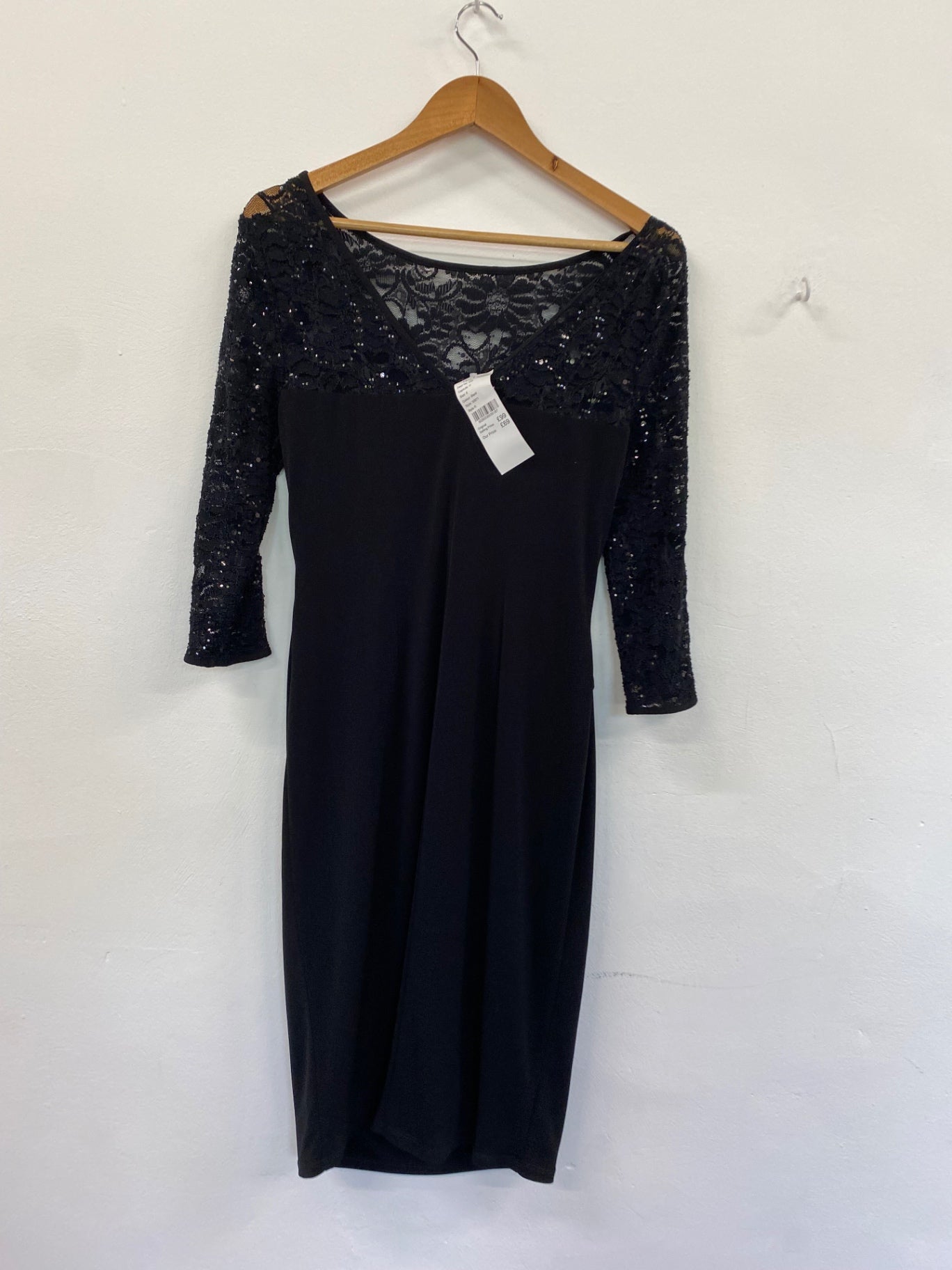 Amazing Planet sequin topped Midi Dress Uk8 Black HT149