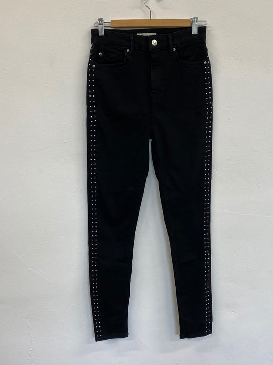 Amazing Marks & Spencers Skinny jeans UK6  Long Black Embellished HT149