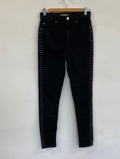 Amazing Marks & Spencers Skinny jeans UK6  Long Black Embellished HT149