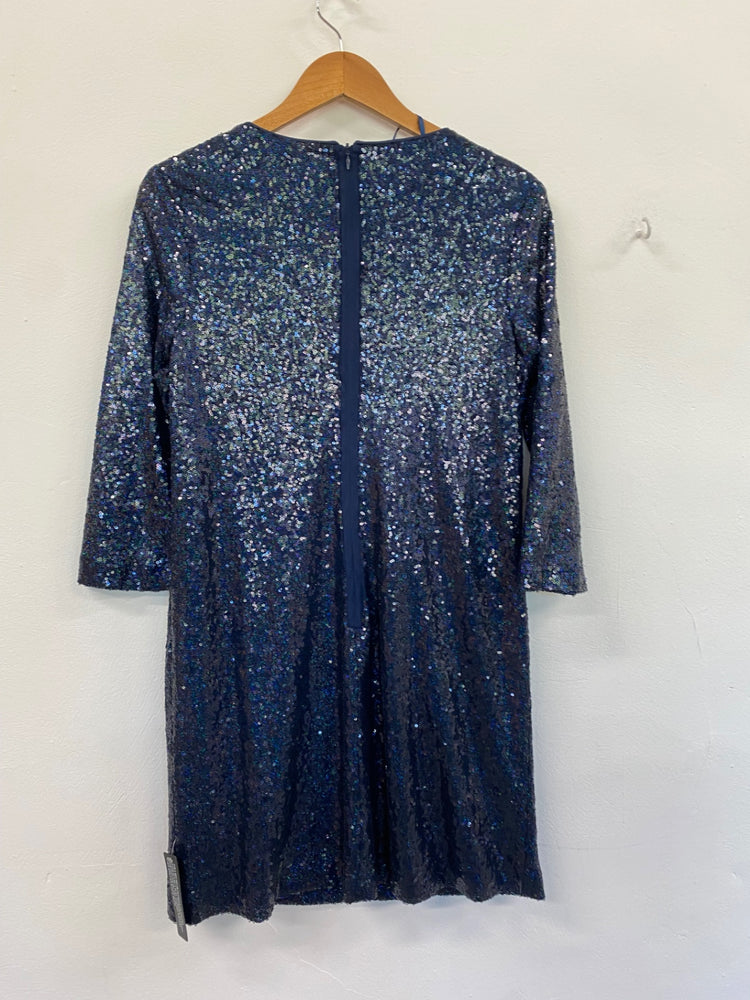 Amazing Marks & Spencers sequin Dress UK10 Navy Blue HT129