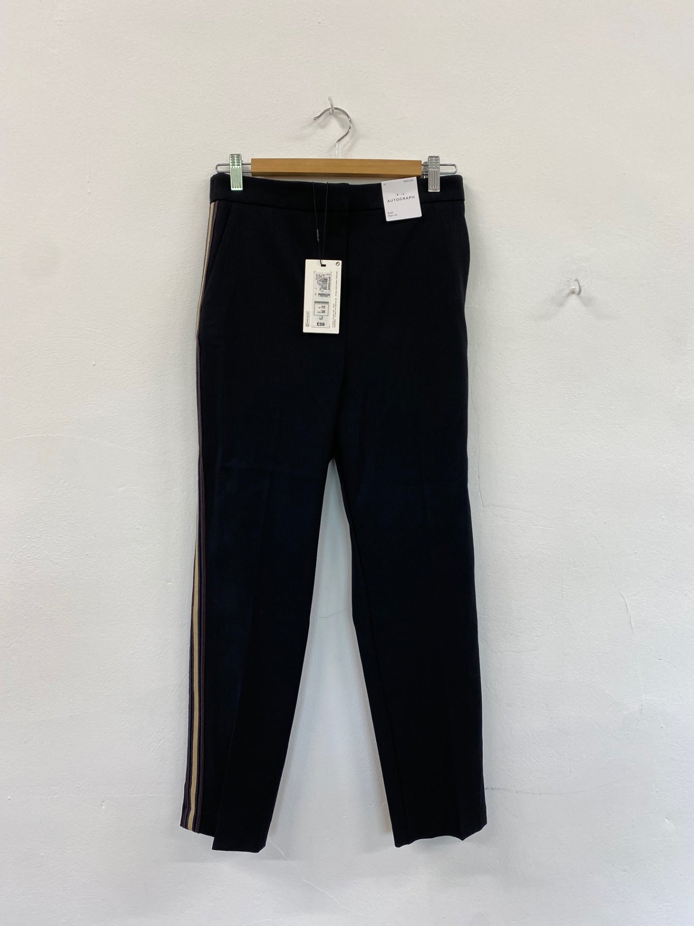 Amazing Autograph Trousers with side stripe slim high rise UK10 Black HT149