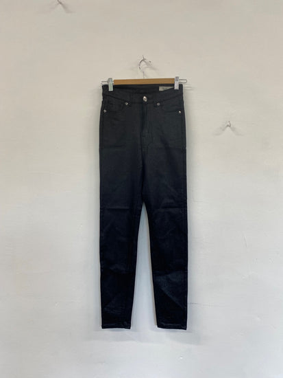 Amazing Marks & Spencers Skinny metallic sparkle  trousers UK8 Black Coated The Ivy HT149