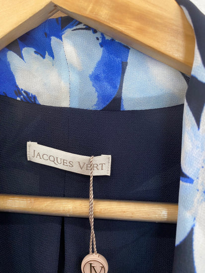 Amazing occasion event Jacques Vert  Open front blazer Jacket UK S Navy floral HL149