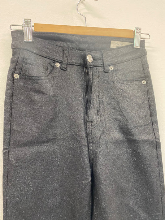 Amazing Marks & Spencers Skinny metallic sparkle  trousers UK8 Black Coated The Ivy HT149