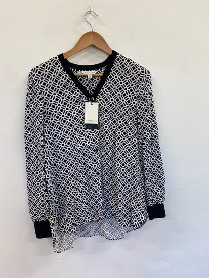 Amazing Autograph abstract Blouse New UK10  Black Monochrome HT149