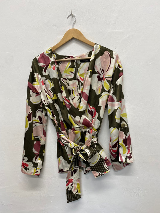 Amazing Autograph kimono belted Blouse UK10 Multicolour Oriental vibe HL149